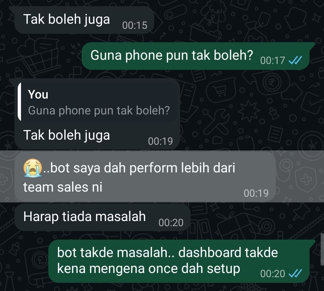 Testimoni pengguna: bot perform lebih dari team sales