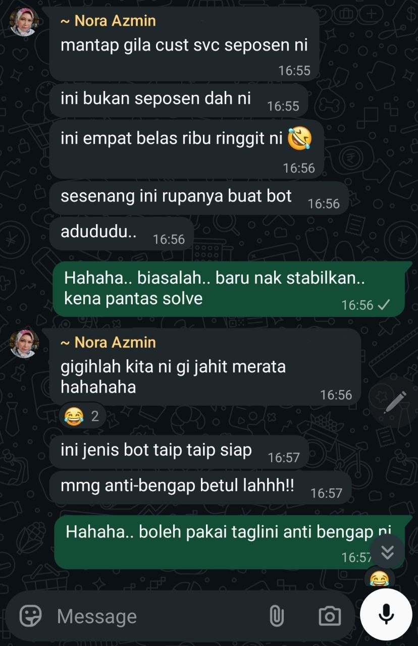 Testimoni pengguna: senang buat bot, anti-bengap